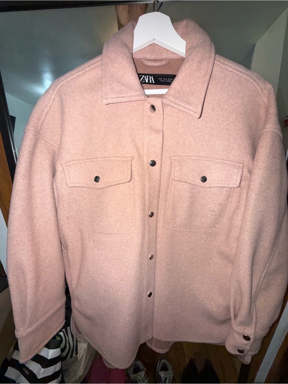 ZARA Pink Wool-Blend Shacket